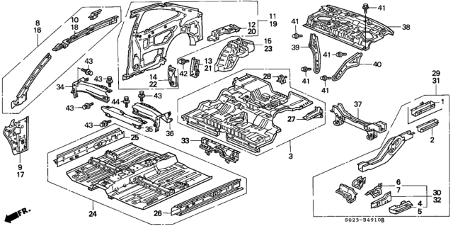 1997 Honda Civic  Panel, L. RR. Inside Diagram for 64700S02A01ZZ