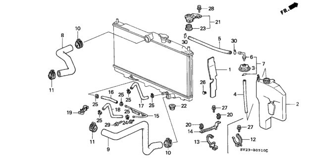 1997 Honda Accord  Clamp, Hose (Lower) Diagram for 19519P0A900