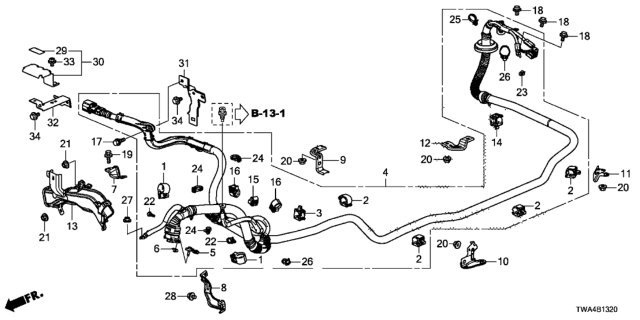 2018 Honda Accord Hybrid  Clamp A, Cable Diagram for 1F085RE0003