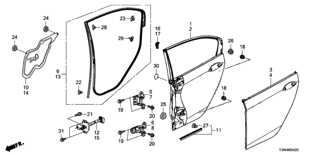 2015 Honda Accord Hybrid  Skin, R. RR. Door Diagram for 67611T2FA10ZZ