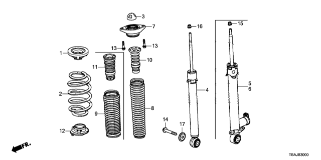 2019 Honda Civic  Mt Rubber Complete, Rear Diagram for 52670TBFA02