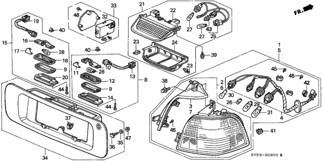 1994 Honda Accord Bulb (12V 5W 3Cp) (Stanley) Diagram for 34901SB0671