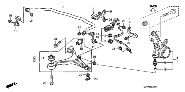 2009 Honda Element Link, Right Front Stabilizer Diagram for 51320S5A003