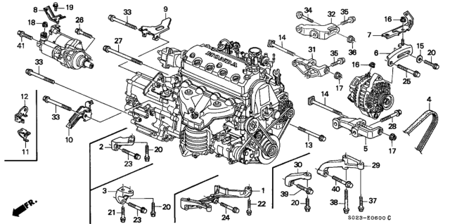 1999 Honda Civic Bolt, Alternator (Upper) Diagram for 90058P72000