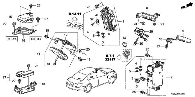 2009 Honda Accord Box Assembly, Passenger Fuse Diagram for 38210TA0A62