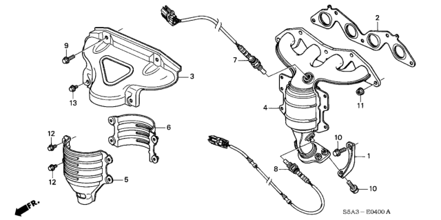 2002 Honda Civic  Sensor, Rear Oxygen Diagram for 36532PMSA01
