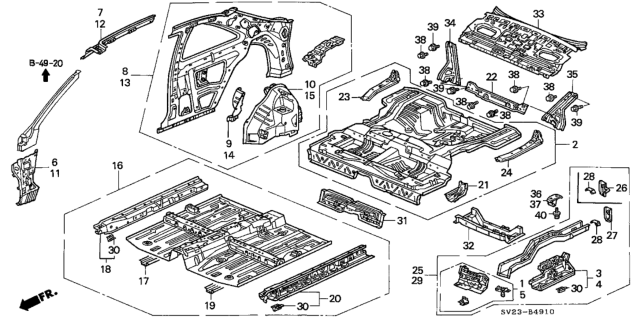 1996 Honda Accord  Panel, L. RR. Inside Diagram for 64700SV2320ZZ