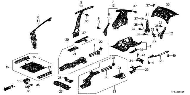 2012 Honda Civic Panel Set, RR. Floor Diagram for 04655TR0A00ZZ