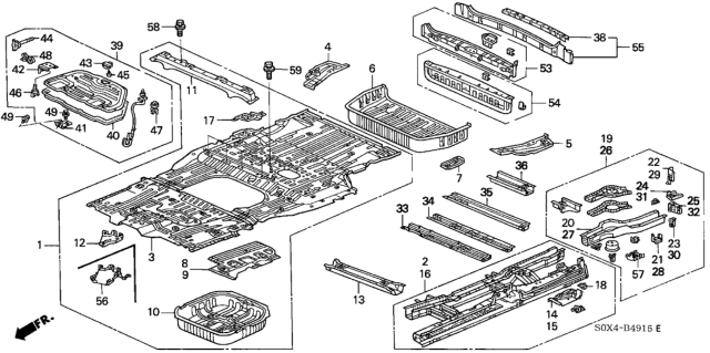 2001 Honda Odyssey  Flange, R. Frame End Diagram for 65619S0XA00ZZ