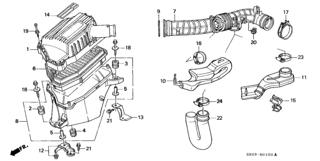 1998 Honda Odyssey Clamp, Air Flow Tube (60) Diagram for 17316P8AA01