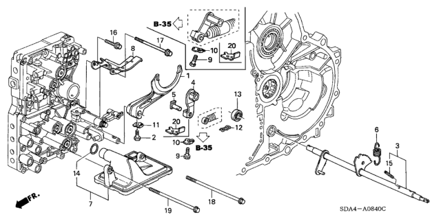2006 Honda Accord Lever, Control Diagram for 54313SDAA81