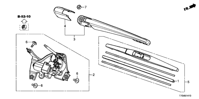 2016 Honda HR-V  Blade, Windshield Wiper (250Mm) Diagram for 76730T7A003