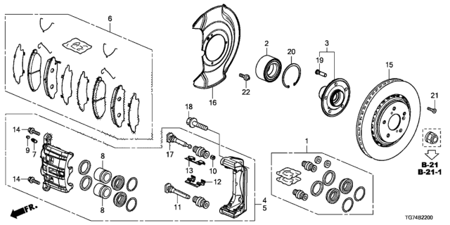 2017 Honda Pilot  Clip, Pad Diagram for 45238STXA01