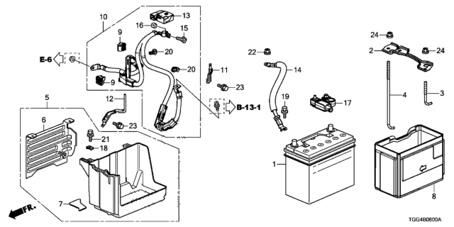 2017 Honda Civic  Insulator, Battery Diagram for 31531TBAA01