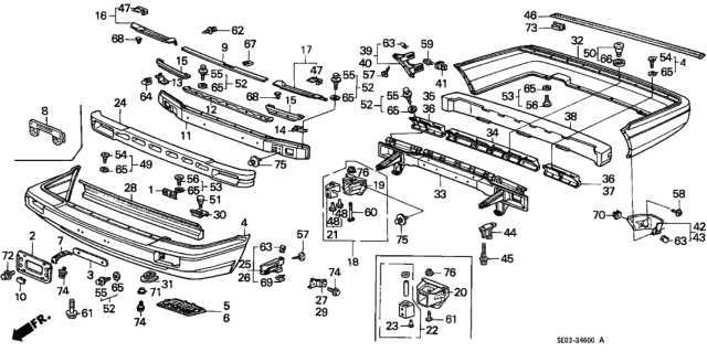 1988 Honda Accord  Clip, Weatherstrip Door (Towa) Diagram for 75864SA0003