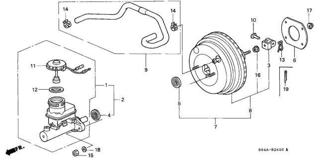 1999 Honda Civic  Master Cylinder Assembly Diagram for 46100S04A71