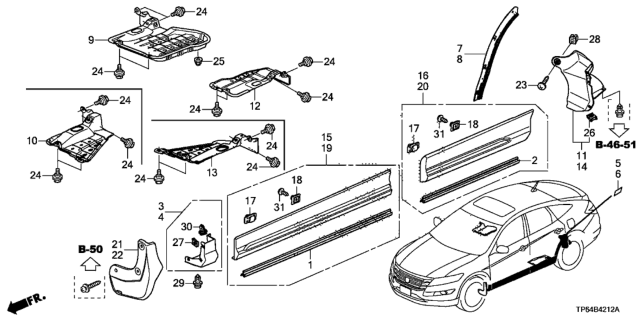 2015 Honda Crosstour  Garn Assy R, FR Do Diagram for 75312TP6A52