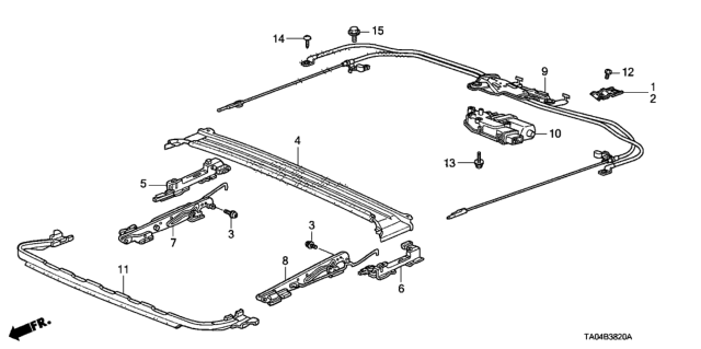 2011 Honda Accord Slider, R. Drain Channel Diagram for 70260TA0A01