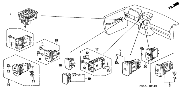 2006 Honda CR-V  Bulb Diagram for 35850S9A003