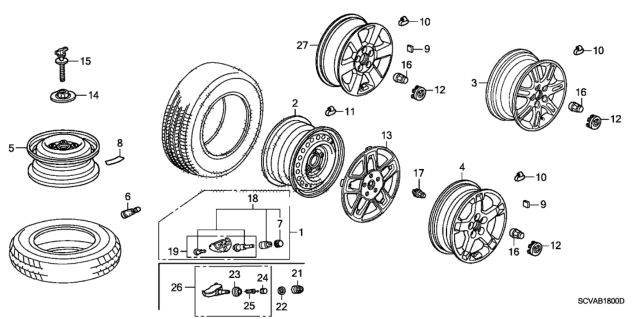 2008 Honda Element Nut, Wheel (Sato Rashi) Diagram for 90381SV1981
