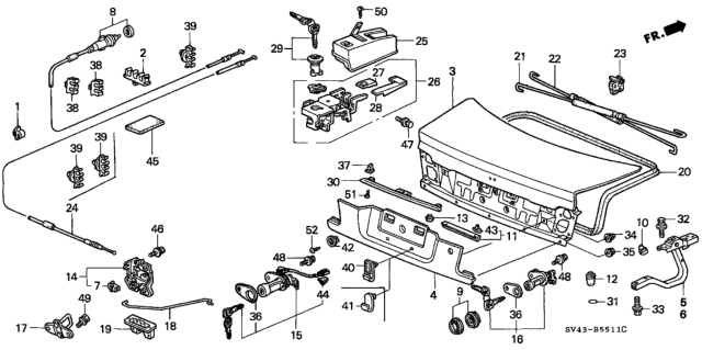 1997 Honda Accord  Cable, Fuel Lid Opener Diagram for 74411SV1003