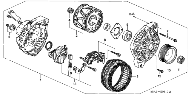 2002 Honda Civic  Alternator Assembly (Ahga50) (Mitsubishi) Diagram for 31100PLMA02
