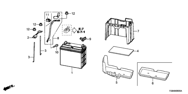 2014 Honda Civic  Plate, Battery Diagram for 31512SB0900