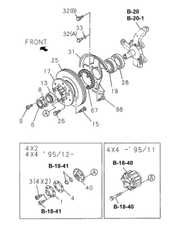 1995 Honda Passport  Cover, Right Front Dust Brake Diagram for 8941732460