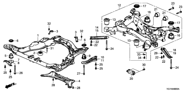 2016 Honda Pilot  Bolt, Flange (14X125) Diagram for 90165TK8A00