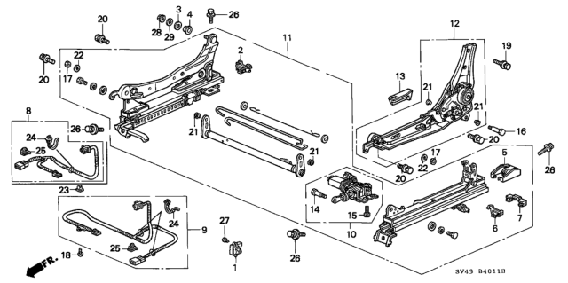 1994 Honda Accord  Switch Assembly, Power Seat (Jade Green) Diagram for 35950SM4J32ZR