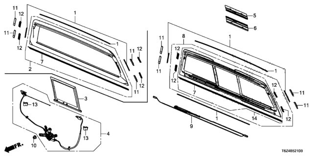 2017 Honda Ridgeline Wire Harness Set, Sliding Glass Defroster Diagram for 73261T6ZA11