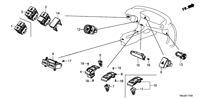 2019 Honda Civic SWITCH ASSY., EPB Diagram for 35355TBAA21