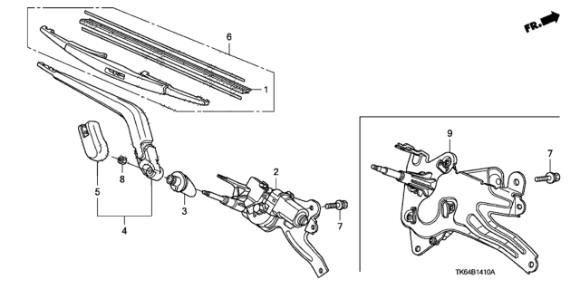 2011 Honda Fit Motor, Rear Windshield Wiper Diagram for 76710TF0003