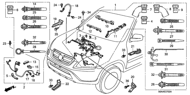 2006 Honda CR-V  Holder, Corrugated Tube (19MM)(Dark Green) Diagram for 32118PLMA01