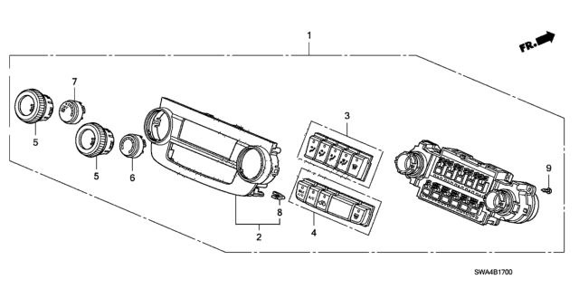 2011 Honda CR-V Control Assy., Heater *NH167L* (GRAPHITE BLACK) Diagram for 79500SWAA02ZA