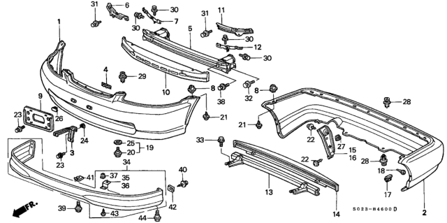 2000 Honda Civic  Beam, RR. Bumper Diagram for 71530S01A00ZZ