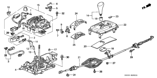 2001 Honda Prelude  Plate, Escutcheon Diagram for 54719S30981