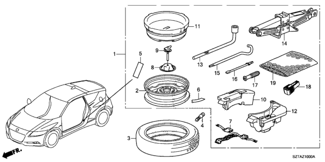 2016 Honda CR-Z  Spare Tire (T125/80D16) (Kenda) Diagram for 42751KEN006