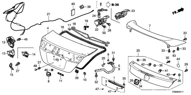 2015 Honda Civic  Stopper, Trunk Lid (Lower) Diagram for 74829TA0A00