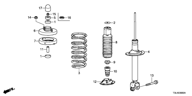 2013 Honda Accord Spring, Rear Diagram for 52441T3LA00
