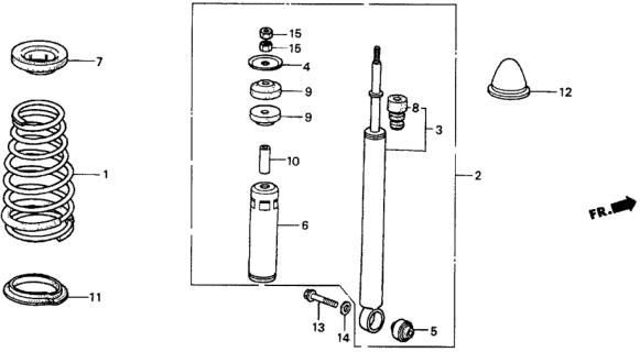 1986 Honda Civic Washer, RR. Shock Absorber Mounting Diagram for 52621SB3000