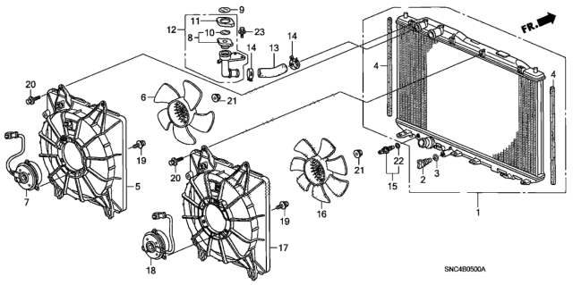 2007 Honda Civic  Clip, Water Hose Diagram for 19511PFB003