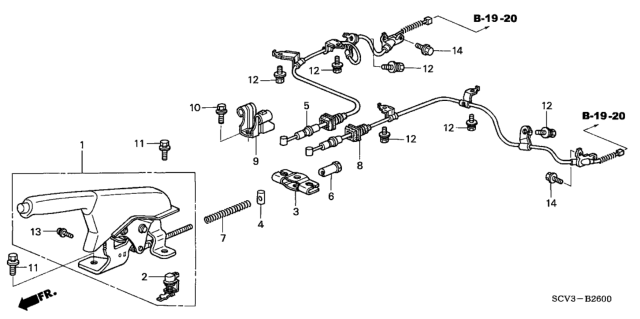 2006 Honda Element Wire B, Driver Side Parking Brake Diagram for 47560SCVA04