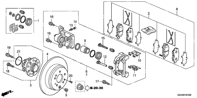 2015 Honda Pilot  Caliper Sub-Assembly Diagram for 43019SZAA01
