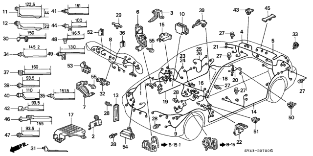 1997 Honda Accord  Cover, R. Connector Diagram for 32151SV7A01