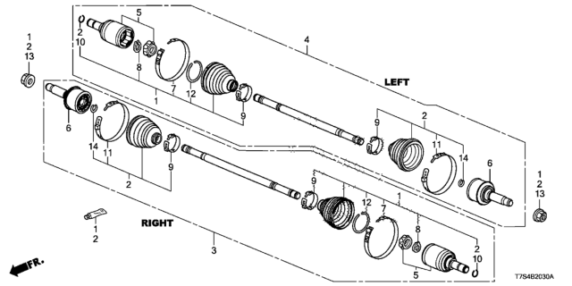2016 Honda HR-V  Driveshaft Assembly, Passenger Side Diagram for 42310T7D003