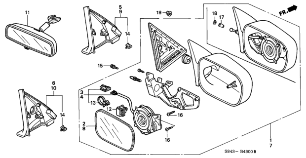1998 Honda Accord Actuator, Driver Side Diagram for 76215S84A21