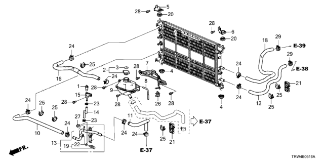 2019 Honda Clarity Plug-In Hybrid Clip, Heater Hose Diagram for 91531TL0G01
