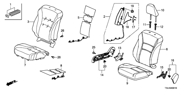 2014 Honda Accord  Pad, Right Front Seat Cushion Diagram for 81137T3LA01
