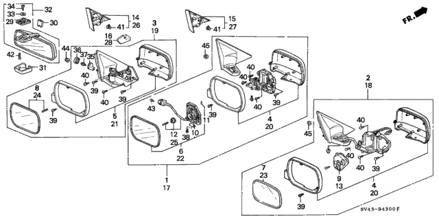 1996 Honda Accord  Mirror Assembly, Driver Side Door (Sage Green Metallic) (R.C.) Diagram for 76250SV5A05ZG